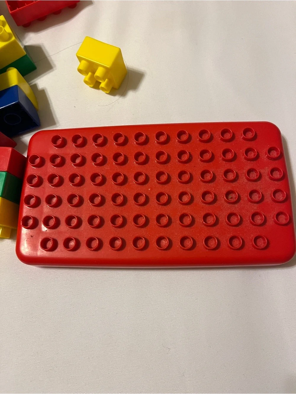 Plastic Building Blocks Set Red Baseplate Multicolor Toy Lot